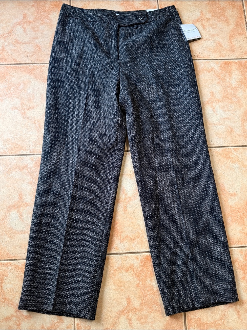 Sag Harbor Women's Charcoal Tweed Straight-Leg Trousers